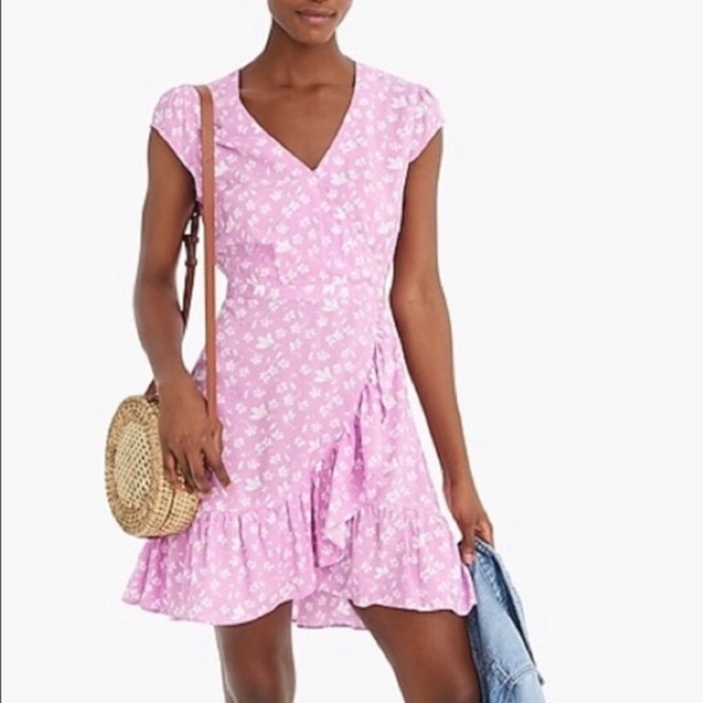 J.Crew Pink Fawn / Light Lavender Floral Wrap Dress